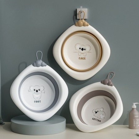 Cada Pliabila pentru Baie pentru Copii, Cyrax, Cadita pentru Bebelusi, Model Romb pentru Fata Koala, Maro, 30x30x3.5 cm, 4L