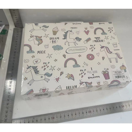 Set 53 Piese pentru Desen si Pictura, Cyrax, Tip Servieta, Model Unicorni, 30 x 24 x 5.4 cm, Multicolor