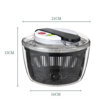 Uscator Manual pentru Salata si Verdeturi, Cyrax, Plastic, 16x15x21 cm, Capacitate 3L, Negru