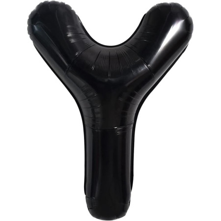 Balon Folie Metalizata Litera Y, Cyrax, 40 cm, Umflati cu Heliu sau Aer, Ambalaj Individual, Pai inclus, Negru