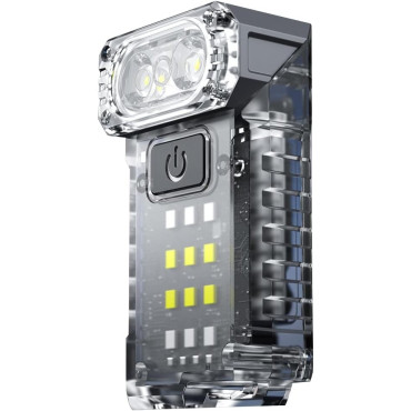 Lanterna UV LED Portabila,  Incarcare USB Tip C, Raza 50 m, 5W, 3 Culori de Lumina, 1200 mAh, 8 x 2 x 4.2 cm, Transparent Fluorescent