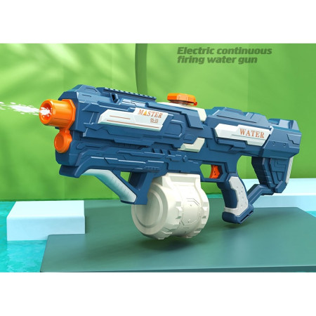 Pistol cu Apa pentru Copii, Rezervor 600ml, Cyrax, 14ani+, cu baterie 1500mAh, Electric Burst, Albastru/Alb, 1000ML