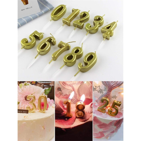 Lumanare de Tort, Cyrax, Model Cifra 9, Party, 4.5 x 2.5 cm, din Parafina, Auriu