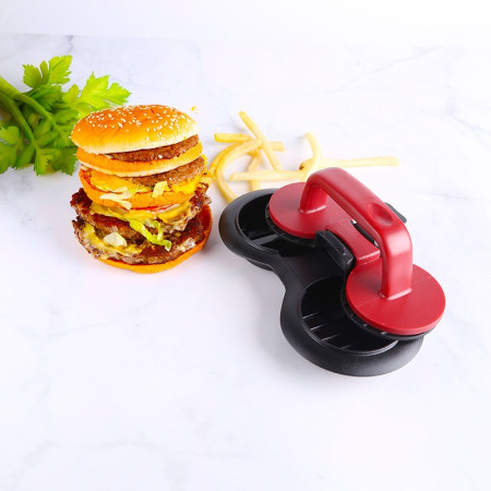 Cyrax Presa dubla pentru hamburgeri 2 in 1, forma si presa, cu maner, material ABS, 20x10 cm, 140 g, negru
