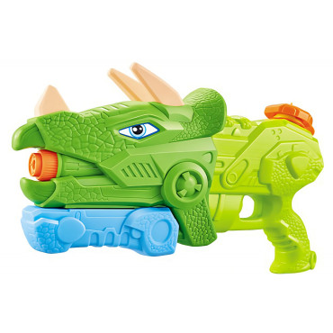 Pistol cu Apa pentru Copii, Rezervor, Pentru Piscina/Plaja, Cyrax, 6ani+, Triceratops, 3 duze, Verde, 640ML