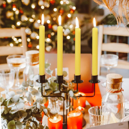 Set 4 Lumanari,  pentru Suport de Masa, Fara Miros si Fum, din Parafina, 2.2 x 25 cm, Galben