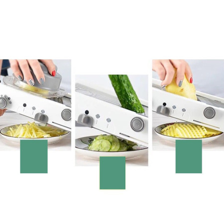 Feliator Manual Multifunctional, Cyrax, Usor de Folosit, pentru Legume, Fructe, Razatoare, Otel Inoxidabil, Accesoriu Bucatarie, 39 x 11.5 x 12.5 cm Alb