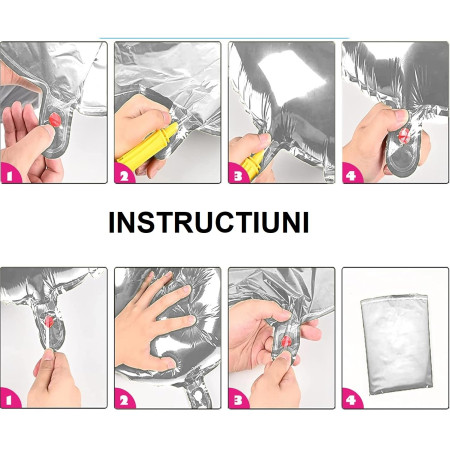 Balon din Folie Cyrax, Cifra 3, 81 cm, Pentru Aer sau Heliu, Bulk, Argintiu