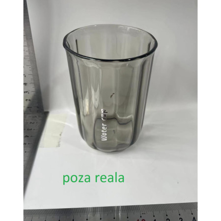 Cana de Apa pentru Clatit,  pentru Periuta de Dinti, 200 ml, 10.4 x 7.3 cm, Gri Transparent