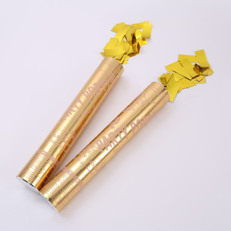 Tub de Confetii, Cyrax, Party Popper, 30x5 cm, Confetii Lucioase Rezistente la Foc, Eliberare prin Rasucire, Auriu