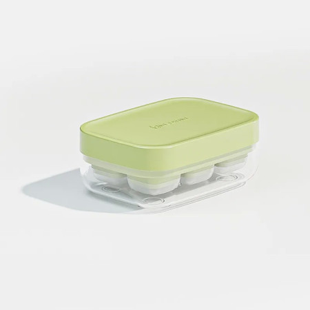 Forma pentru gheata cu presa Cyrax, din silicon alimentar, 6 cuburi, caserola pentru depozitare, usor de folosit si curatat, 10.5 x 7.5 x 4.1 cm, verde