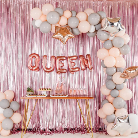 Balon Folie Metalizata Litera N, Cyrax, 40 cm, Umflati cu Heliu sau Aer, Ambalaj Individual, Pai inclus, Rose Gold