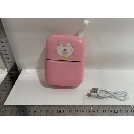 Mini Imprimanta Foto Portabila, Cyrax, Incarcare USB, Bluetooth, Model Pisica, Print Alb-Negru, Roz