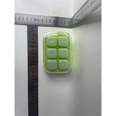 Forma pentru gheata cu presa Cyrax, din silicon alimentar, 6 cuburi, caserola pentru depozitare, usor de folosit si curatat, 10.5 x 7.5 x 4.1 cm, verde