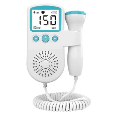 Monitor Fetal Doppler, Cyrax, Monitorizare Sarcina, Ritm Cardiac, Ecran LCD 4.5 cm, 2 x Baterii AA (neincluse), Portabil, din ABS, 12.8 x 9.6 x 3 cm, Utilizare de la 9 Saptamani, Verde