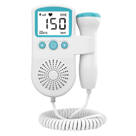 Monitor Fetal Doppler, Cyrax, Monitorizare Sarcina, Ritm Cardiac, Ecran LCD 4.5 cm, 2 x Baterii AA (neincluse), Portabil, din ABS, 12.8 x 9.6 x 3 cm, Utilizare de la 9 Saptamani, Verde