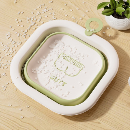 Cada Pliabila pentru Baie pentru Copii, Cyrax, Cadita pentru Bebelusi, Model Patrat pentru Fundulet, Verde, 30x30x3.5 cm, 3.5 L