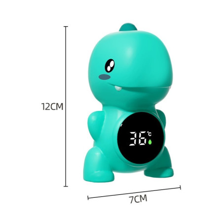Cyrax Termometru Electronic LED pentru Baie, Plutitor, Rezistent la apă, IPX7, Multifunctional, 3 Trepte de Temperatura, Model Dinozaur, 12x7cm, Verde