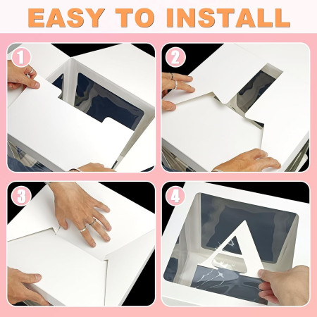 Set 5 Cutii pentru Baloane, Cyrax, Model Scris Bride, Tematica Nunta, Cuburi Decorative din Plastic, Accesorii pentru Petrecere, 30 x30 cm, Transparente Contur Alb