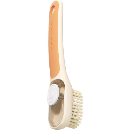 Perie Multifunctionala 2 in 1,  Perie Densa/Perie din Piele de Caprioara, cu Recipient Lichid, Maner Lung, 20.1x 4.3 x 5 cm, Portocaliu