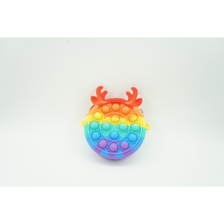 Jucarie antistres din silicon Cyrax, Pop it Now and Flip It ,Mini Geanta, Ren, 6 cm, Curcubeu