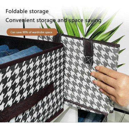 Cutie De Depozitare,  Pentru Haine, Lenjerie, Sosete Si Sutiene, Material Textil, 7 Compartimente, 44x30x20 cm, Culoare Alb-Negru