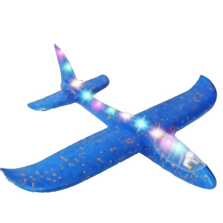 Avion Planor cu Pilot, Cyrax, Din Polistiren, Cu Lumini pe Toata Lungimea, 47 cm, Albastru