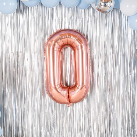 Balon Folie Metalizata Litera O, Cyrax, 80 cm, Umflati cu Heliu sau Aer, Ambalaj Individual, Pai inclus, Rose Gold