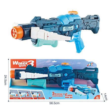 Pistol cu Apa, Cyrax, +6 Ani, Rezervor 700 ml, 4 Moduri de Stropire, din Plastic, 56 x 37 x 23 cm, Albastru