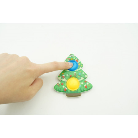 Cyrax Jucarie senzoriala antistres, Simple Dimple, Breloc cu 2 bulinute, Brad, Multicolor