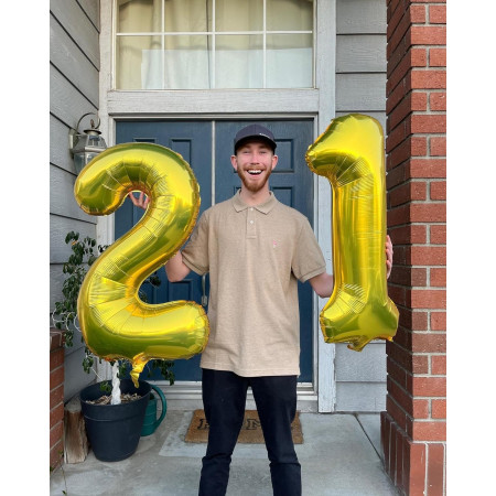 Balon din Folie Metalizata Cyrax, Figurina Cifra, Tema Aniversare 80 cm, Ambalaj Individual, Pai inclus, Umflare cu Aer sau Heliu, Auriu, Cifra 1