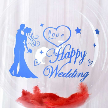 Sticker Autocolant, Cyrax, Tematica Nunta, Model Scris Happy Wedding, 21x29 cm, Albastru