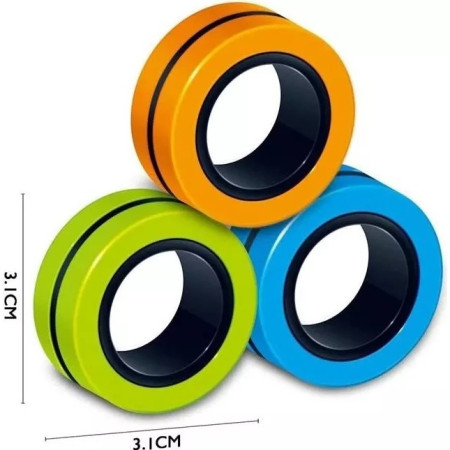 Jucarie antistres Cyrax, inele magnetice, 3 piese, Multicolor