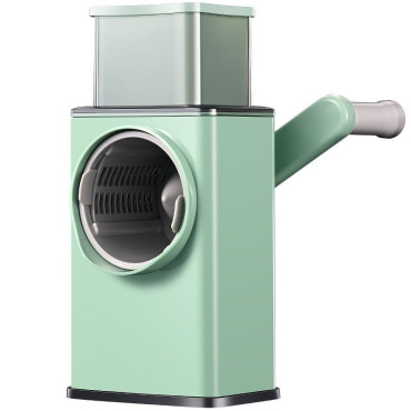 Feliator manual pentru legume Cyrax, 3 lame din otel inxodabil, 3 tipuri de feliere, material carcasa ABS, latime maxima feliere 4 mm, baza de tip ventuza, usor si sigur de utilizat, 28.5 x 9,2 x 13.5 cm, verde