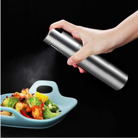 Pulverizator Ulei, Otet, Cyrax, din Otel Inoxidabil, 100 ml, Reincarcabil, 18.3 x 4.3 cm, Argintiu