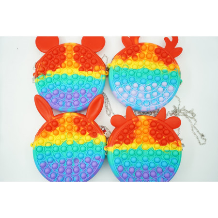 Jucarie antistres din silicon, Pop it Now and Flip It, Cyrax, Geanta, Model 1, Multicolor