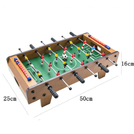 Mini Masa de Fotbal cu Teren si 18 Jucatori Cyrax, 6 Manere, cu Tablou pentru Scor, din Metal, Lemn si ABS, 50 x 25 x 16 cm, cu Picioruse, pentru copii/adulti