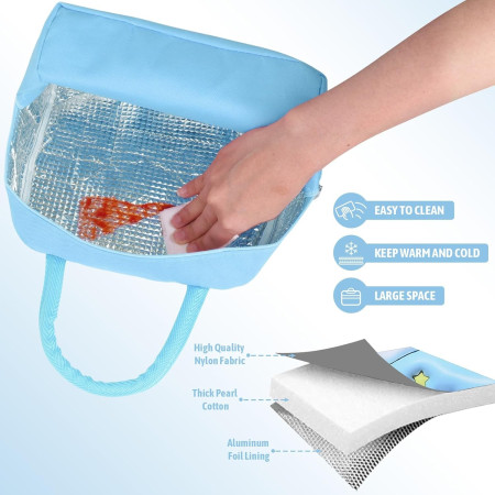 Geantă Frigorifică, Cyrax, cu Desene Animate 3D, Portabilă pentru Copii, de Prânz, din Pânză Oxford, 23x13x19 cm, Model Elefantel, Albastru