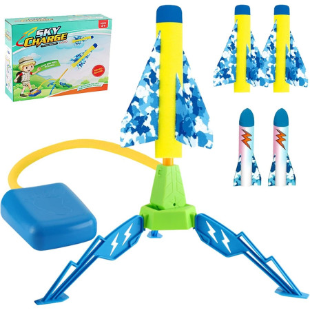 Jucarie pentru Copii, Cyrax, Lansator de Rachete cu Piciorul, un Singur Lansator, 4 Rachete Fara Lumini, 40.5 cm Inaltime, Multicolor