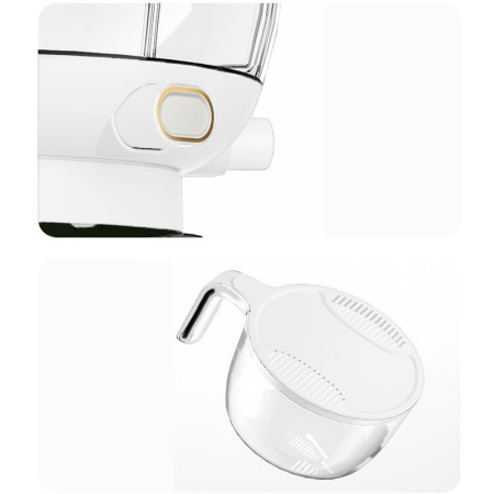 Dozator etajat de cereale Cyrax, rotativ 360, 6 compartimente, capacitate 10L, cofrag special pentru oua, vas pentru scurgerea cerealelor, 35x27.5 cm, alb