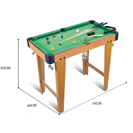 Masa de Biliard, Cyrax, cu Picioare, +6 Ani, 74 x 63 x 40 cm, din Lemn/ABS, Maro/Verde