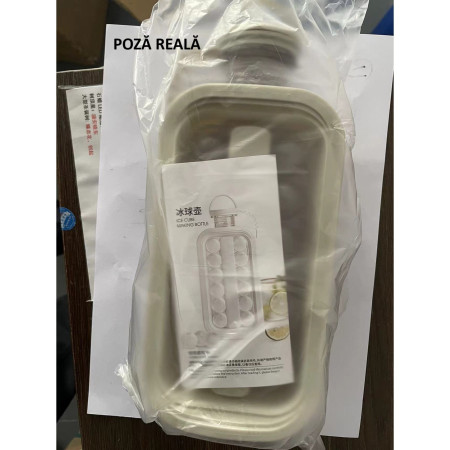 Aparat de gheata portabil 2 in 1, Cyrax, tava din sticla, diametru 3 cm, multifunctional, 17 cuburi de gheata, 27,5 x 11,4 x 5,5 cm, culoare alb gri