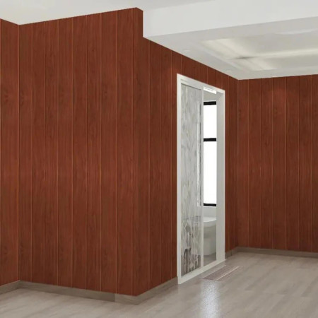 Set 10 Placi Tapet 3D,  70 x 70 cm, Grosime 3 mm, din Rasina, Tip Placi de Lemn, Suprafata Acoperita 4.9 mp, Caramiziu