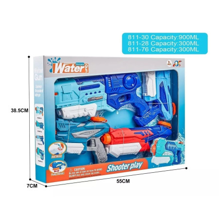 Set 4x Pistol cu Apa pentru Copii, Cyrax, 6ani+, Multicolor, 1x 900 ML +  3x 300 ML