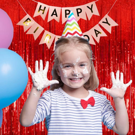 Perdea Franjurata, Cyrax, Model Decor Petrecere, pentru Fundal de Poze, Amenajare Colorata a Petrecerii, Dimensiune 100x200 cm, Rosu