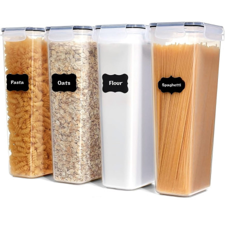 Set 4 Recipiente din Plastic, Cyrax, pentru Alimente/Obiecte, Inchidere Ermetica, 4 x 2.8l, Transparent