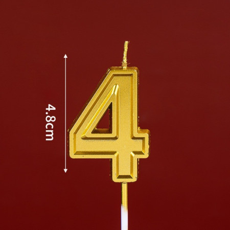 Lumanare pentru Tort Cifra 4, Cyrax, 4.8 cm, Anivesare, Aurie