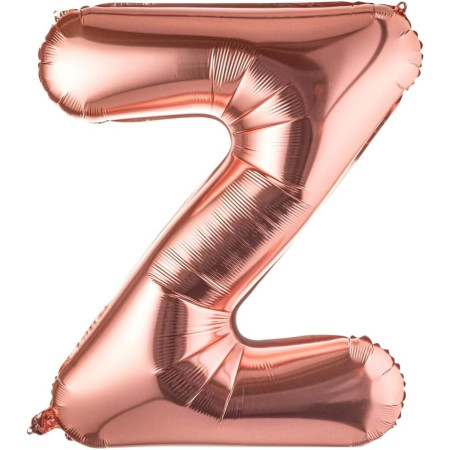 Balon Folie Metalizata Litera Z, Cyrax, 100 cm, Umflati cu Heliu sau Aer, Ambalaj Individual, Pai inclus, Rose Gold