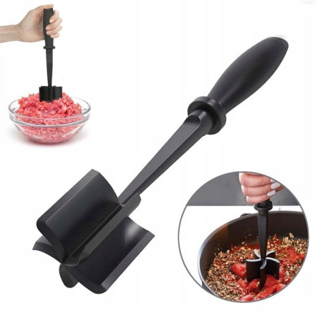 Tocator de Carne Manual, Cyrax, cu Lama pentru Tocarea si Amestecarea Carnii, 28x6cm, cu 5 Lame Curbate, Rezistent la Caldura, Multifunctional, Plastic Rezistent, Negru