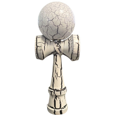 Kendama X Originala, Profesionala, Cyrax, Cracked, din Lemn, 18 cm, Alb/Negru